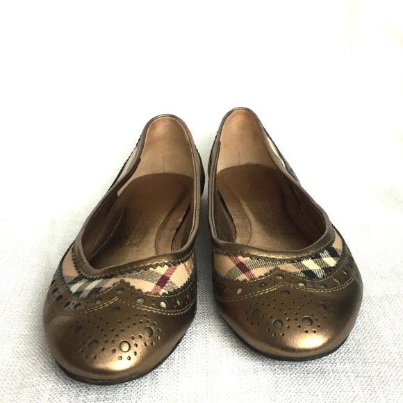 Burberry Flats, Housecheck / Gold, Designer Shoes - Picture 7 of 9
